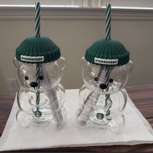 (Set of 2) Starbucks Bear Barista cups collectable